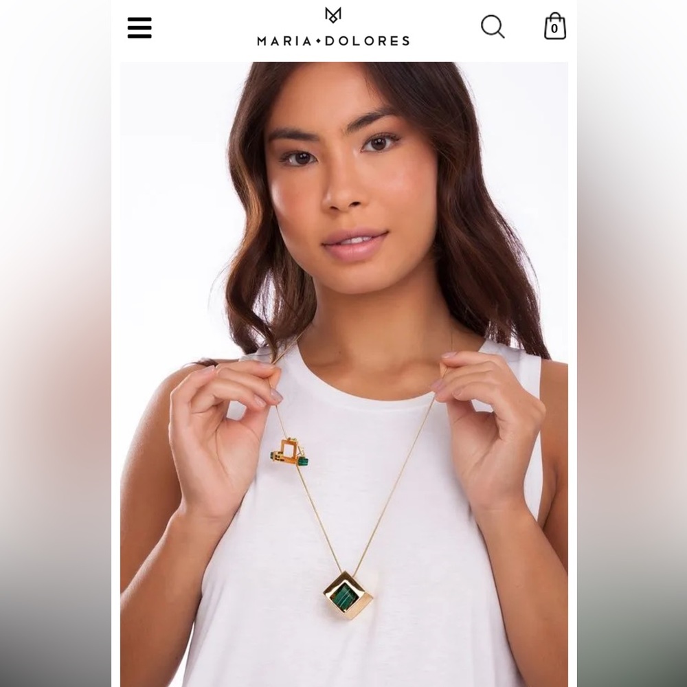Brand new Maria dolores gold plated necklace real gem stone